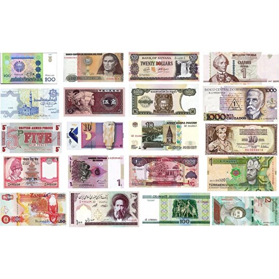 Benim Koleksiyonum Yabancı Eski Kağıt Para Seti (20 Farklı Ülke)