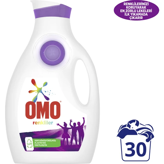 Omo Sıvı Çamaşır Deterjanı Renkliler İçin 1950 ML 30 Yıkama