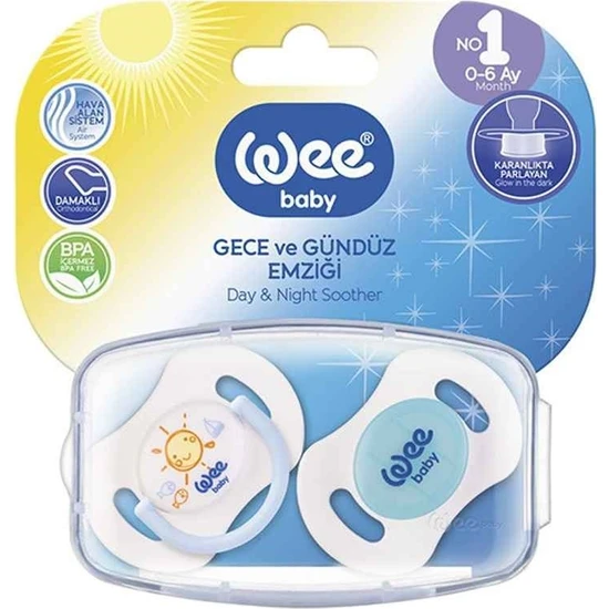 Wee Baby 2'li Gece/Gündüz Damaklı Emzik 0-6 Ay (Saklama Kabı Hediyeli)