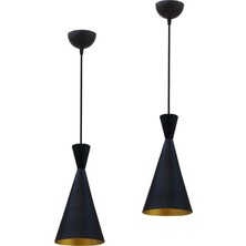 Bamyum Siyah Ince Avize - Ikili - Retro Rustik Lamba