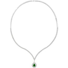 Osmanlı Gümüş Dionisos Zümrüt Taşlı Kadın Gümüş Kolye