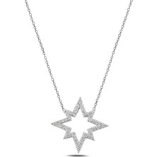 Osmanlı Gümüş Zirkon Taşlı Kutup Yıldızı Kadın Gümüş Kolye Gklktpyldz2-Gms