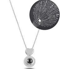 Osmanlı Gümüş Zirkon Taşlı Rose 100 Dilde Seni Seviyorum Model 4 Kadın Gümüş Kolye GKL100DLSS4-ROS