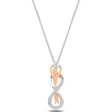 Osmanlı Gümüş Rose Balerin ve Sonsuzluk Motifli Gümüş Kadın Kolye Gklsnszlkb1-Ros