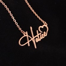 Osmanlı Gümüş Kişiye Özel Kalp Imza Isim Yazılan Rose Kadın Gümüş Kolye Zincir Gklrosısımk