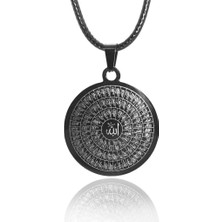 Osmanlı Gümüş Esma-Ül Hüsna Erkek Kadın Çelik Deri Kolye Cklsyheshsn