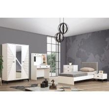 Setay Safir Genç Odası Takımı Dolap Karyola Komodin Masa Şifonyer