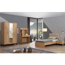 Setay Noce Genç Odası Takımı - Dolap Karyola Komodin Masa