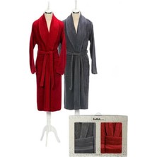 Özdilek Bornoz Seti Trendy Bordo Gri