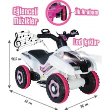 Uj Toys Müzikli ve LED Işıklı Akülü Atv 6V Ranger Beyaz Prenses