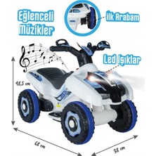 Uj Toys Müzikli ve LED Işıklı Akülü Atv 6V Ranger Beyaz Polis