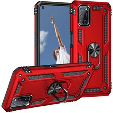 Caseart Oppo A72 Kapak Military Yüzüklü Stantlı Panzer Tank Kılıf - Kırmızı