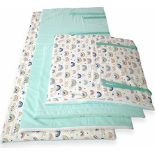 Bebek Özel Bebek Çocuk Beşik Kenar Koruma (4 Parça) Gökkuşağı Desen/mint