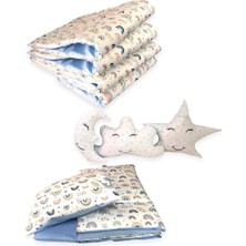 Bebek Özel Pamuklu Park Beşik Bebek Uyku Seti 9 Parça (Gökkuşağı/mavi)