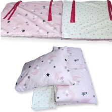 Bebek Özel Bebek/çocuk Uyku Seti Pembe Hilal/yıldızlı 7 Parça