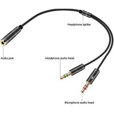 Boblov Kulaklık Mikrofon Ayırıcı Y Kablo 3.5 mm Dişi To 2 x 3.5 mm Erkek