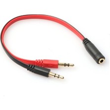 Boblov Kulaklık Mikrofon Ayırıcı Y Kablo 3.5 mm Dişi To 2 x 3.5 mm Erkek Aparat Headphone