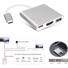 Brs Type-C To HDMI USB 3.0 Çevirici 3'in 1 Dönüştürücü Adaptör