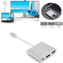 Brs Type-C To HDMI USB 3.0 Çevirici 3'in 1 Dönüştürücü Adaptör