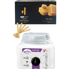 New Favor Naturel Kalıp Ağda 500 ml + Depirol Ağda Isıtıcı Makine 800 ml + 5 Ad Spatula Ağda Seti 3 Parça