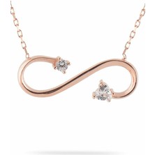 Htc Gümüş Sepeti Sonsuzluk Iki Ucu Taşlı Bayan Gümüş Kolye