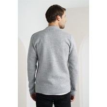 Tarz Cool Erkek Gri Şal Yaka Çelik Örgü Ceket HIRKA-HRKCKT1824R01S