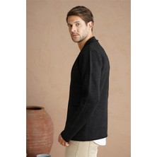 Tarz Cool Erkek Füme Şal Yaka Çelik Örgü Ceket HIRKA-HRKCKT1824R03S