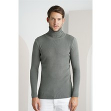 Tarz Cool Erkek Füme Düz Balıkçı Yaka Triko KAZAK-TRZ1406R06S