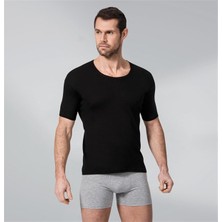 Namaldı Siyah Renk Ribana Bisiklet Yaka Fanila