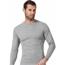 Namaldı 6 Adet Gri Renk Ribana Uzun Kollu Fanila