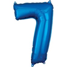 Parti Sürprizi 7 Rakam  80 cm Folyo Balon Mavi Renk