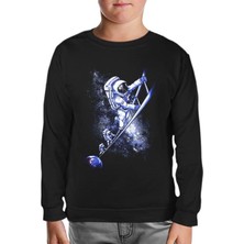 Lordd T-Shirt  Stairs To The Moon - Astronotlar Siyah Çocuk Sweatshirt