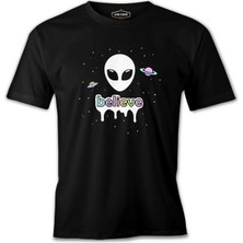 Lordd T-Shirt  Alien - Believe In Planets Siyah Erkek T-Shirt