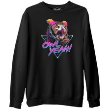 Lordd T-Shirt  Yeah - Baykuş Siyah Erkek Kalın Sweatshirt