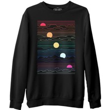 Lordd T-Shirt  Sunset In Waves Siyah Erkek Kalın Sweatshirt