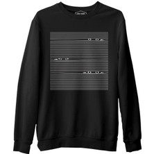 Lordd T-Shirt  Pencere Çizgi Siyah Erkek Kalın Sweatshirt