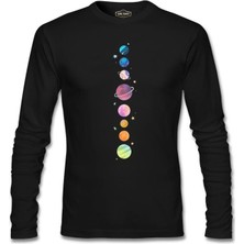 Lordd T-Shirt  Gezegenler Yıldızlar Siyah Erkek Sweatshirt