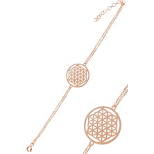 Osmanlı Gümüş Rose Yaşam Çiçeği Model 1 Kadın Gümüş Bileklik