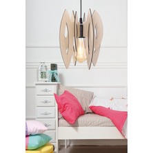 Begüsa Elips Tekli Akça Ahşaplı Avize