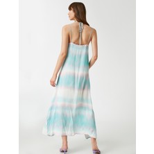 Koton V Yaka Saten Elbise Tie-Die