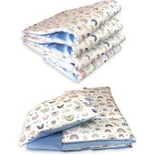 Bebek Özel Bebek/Çocuk Uyku Seti Gökkuşağı Desen/mavi 7 Parça