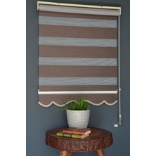 Halim Perdesan Zebra Stor Perde Kb-06 Koyu Kahverengi Renk Etekli Blackout-Karartma 250 x 260 cm