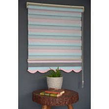 Halim Perdesan Zebra Stor Perde Zn-23 Gül Kurusu & Turkuaz Renk Etekli 90 x 200 cm