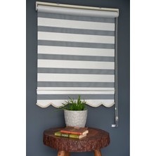 Halim Perdesan Zebra Stor Perde SM-401 Ekru & Gümüş Yaldız Renk Etekli 90 x 200 cm
