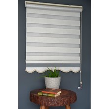 Halim Perdesan Zebra Stor Perde SM-401 Ekru & Gümüş Yaldız Renk Etekli 90 x 200 cm