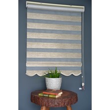 Halim Perdesan Zebra Stor Perde SM-402 Haki & Gümüş Yaldız Renk Etekli 100 x 200 cm