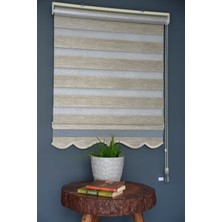 Halim Perdesan Zebra Stor Perde SM-402 Haki & Gümüş Yaldız Renk Etekli 100 x 200 cm