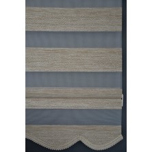 Halim Perdesan Zebra Stor Perde SM-402 Haki & Gümüş Yaldız Renk Etekli 100 x 200 cm