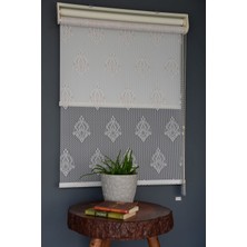 Halim Perdesan Çift Mekanizmalı Tül Stor Perde NT-102 Beyaz & Pembe Renk Eteksiz 280 x 200 cm