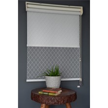 Halim Perdesan Çift Mekanizmalı Tül Stor Perde Dacuz-210 Kırık Beyaz Renk Eteksiz 130 x 200 cm